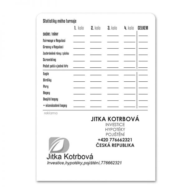 Profesionální Birdie Karta golfového profesionála Birdie Book Pokročilý vnitřní trénink Mario Beky